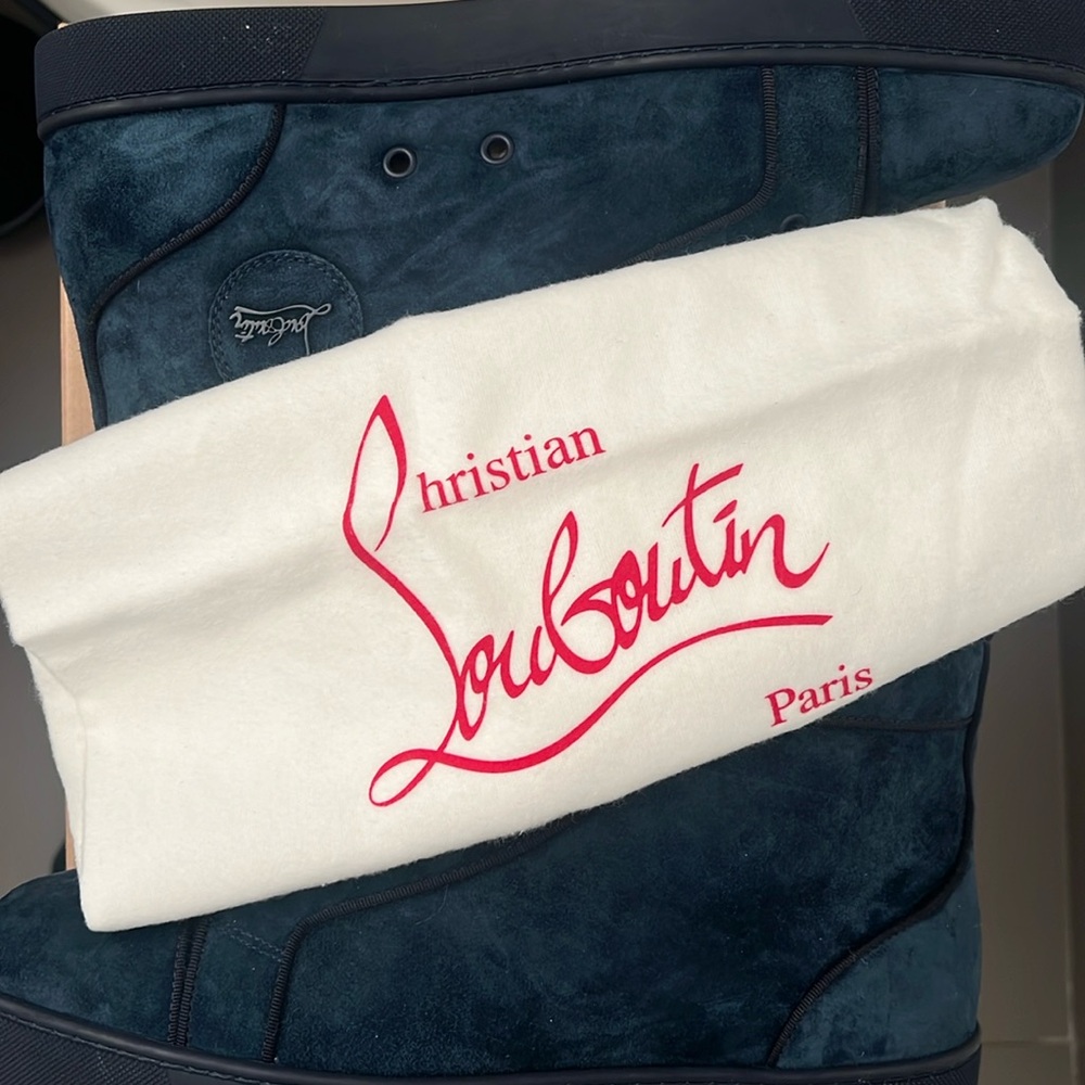 Mens Christian Louboutin Sneakers Navy Suede Louis Arloto Flat 45 12